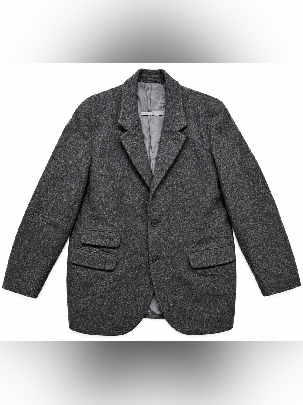Vintage Hugo Boss Harris Tweed Wool Blazer Men’s 46L Burton Grey Scotland